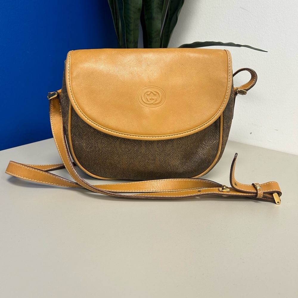 GUCCI GG Print Vintage Colorblock Flap Should Bag